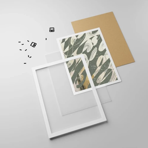 Plakat i hvid ramme - Rytmisk abstraktion - 61x91 cm