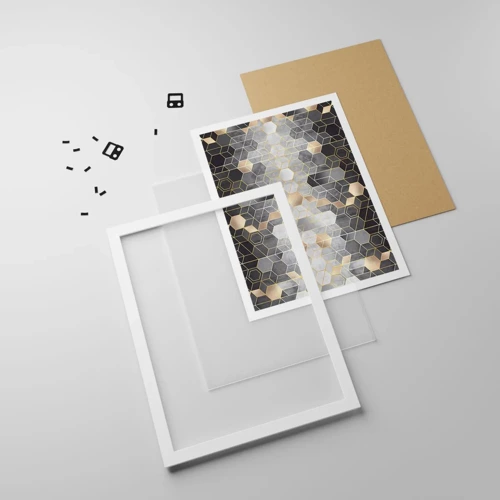 Plakat i hvid ramme - Sammensætning af diamanter - 61x91 cm
