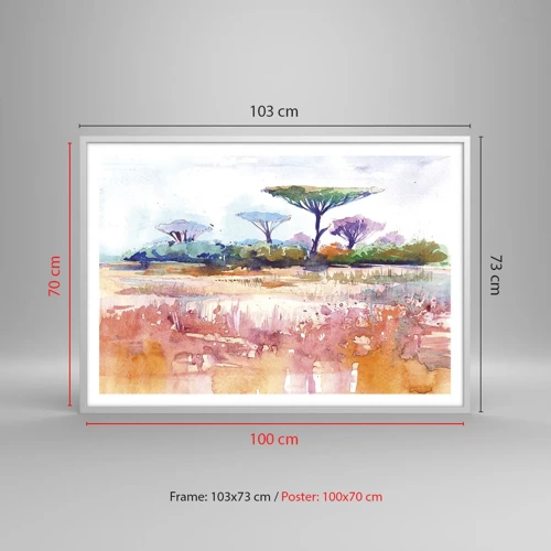 Plakat i hvid ramme - Savannens farver - 100x70 cm