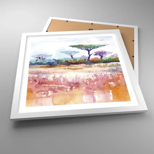 Plakat i hvid ramme - Savannens farver - 40x40 cm