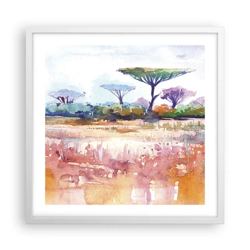 Plakat i hvid ramme - Savannens farver - 50x50 cm
