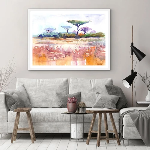 Plakat i hvid ramme - Savannens farver - 91x61 cm
