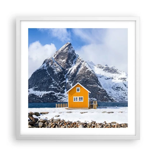 Plakat i hvid ramme - Skandinavisk ferie - 50x50 cm