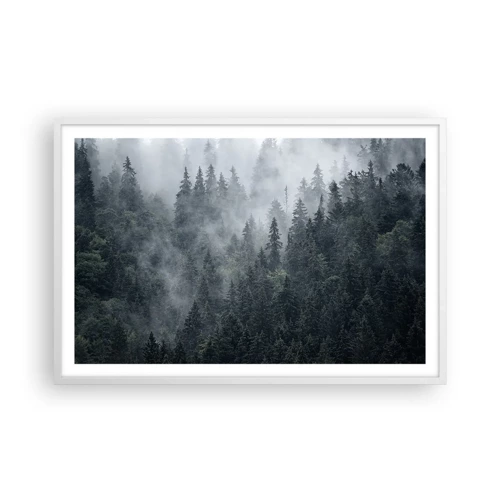 Plakat i hvid ramme - Skovens daggry - 91x61 cm