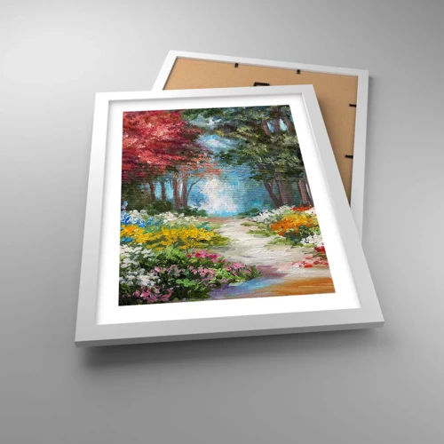 Plakat i hvid ramme - Skovhave, blomsterskov - 30x40 cm