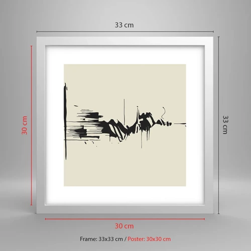 Plakat i hvid ramme - Skyndsom abstraktion - 30x30 cm