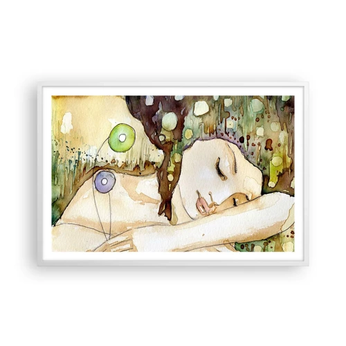 Plakat i hvid ramme - Smaragd-violet drøm - 91x61 cm