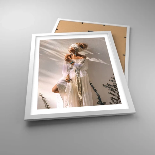 Plakat i hvid ramme - Solen og pigen - 40x50 cm