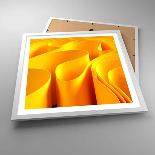 Plakat i hvid ramme - Som solens bølger - 50x50 cm