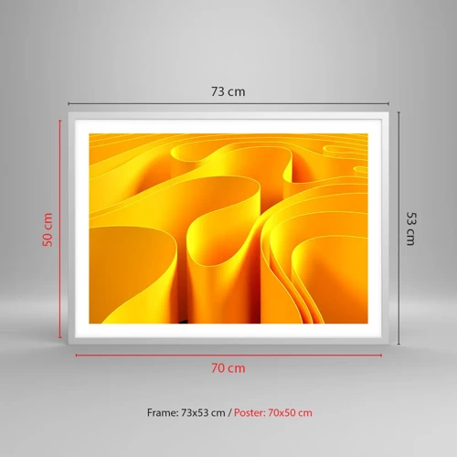 Plakat i hvid ramme - Som solens bølger - 70x50 cm