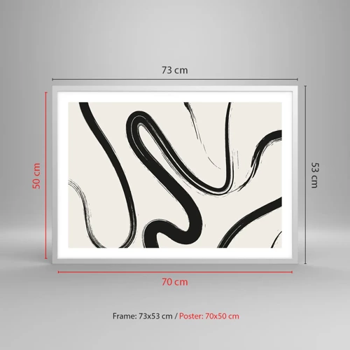 Plakat i hvid ramme - Sort og hvid fantasifuldhed - 70x50 cm