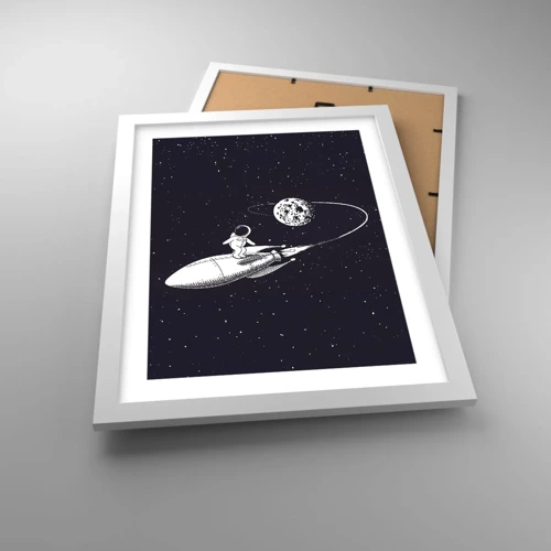 Plakat i hvid ramme - Space surfer - 30x40 cm