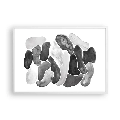 Plakat i hvid ramme - Stenet abstraktion - 100x70 cm