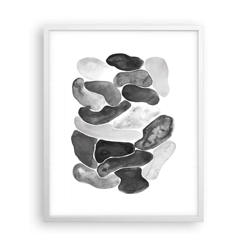 Plakat i hvid ramme - Stenet abstraktion - 40x50 cm