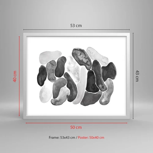 Plakat i hvid ramme - Stenet abstraktion - 50x40 cm