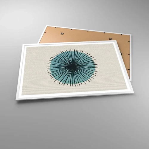 Plakat i hvid ramme - Strålende på blå - 100x70 cm