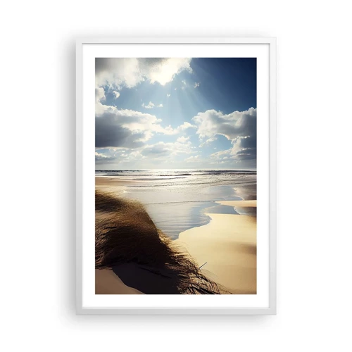 Plakat i hvid ramme - Strand, vild strand - 50x70 cm