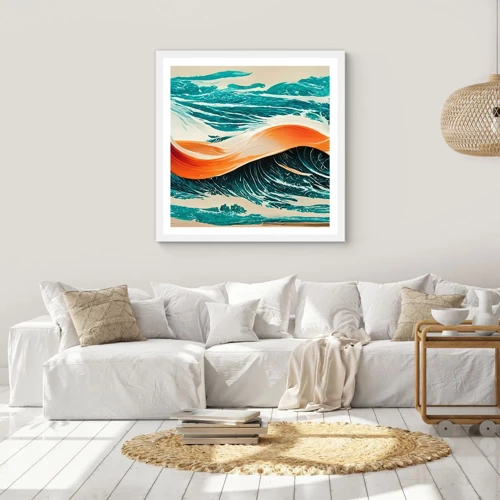 Plakat i hvid ramme - Surferens drøm - 40x40 cm