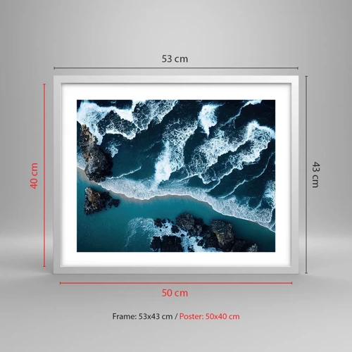 Plakat i hvid ramme - Svøbt i bølger - 50x40 cm