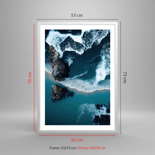 Plakat i hvid ramme - Svøbt i bølger - 50x70 cm