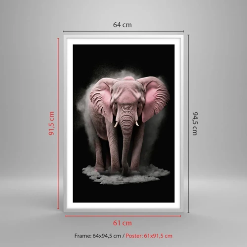 Plakat i hvid ramme - Tænk ikke på en lyserød elefant! - 61x91 cm