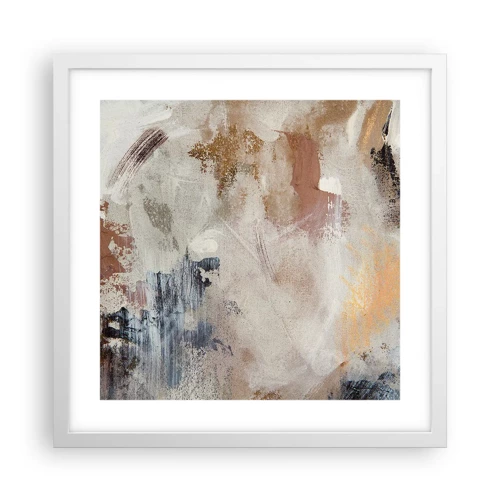 Plakat i hvid ramme - Tågeagtig abstraktion - 40x40 cm