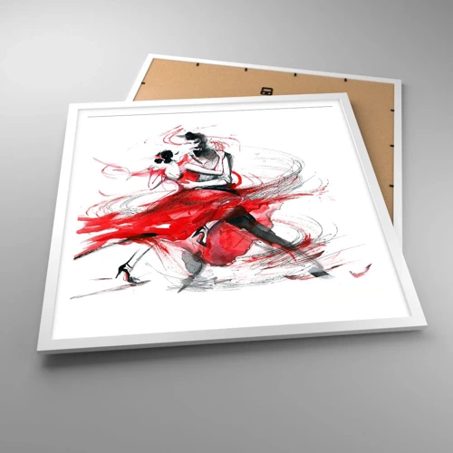 Plakat i hvid ramme - Tango - passionens rytme - 60x60 cm