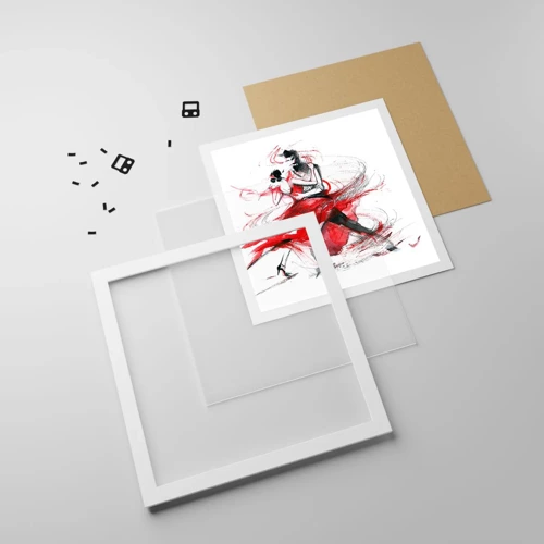 Plakat i hvid ramme - Tango - passionens rytme - 60x60 cm