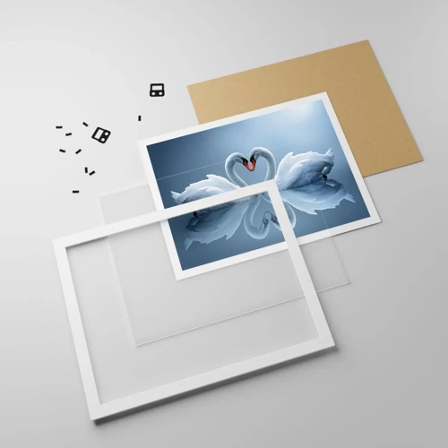 Plakat i hvid ramme - Tid til kærlighed - 100x70 cm