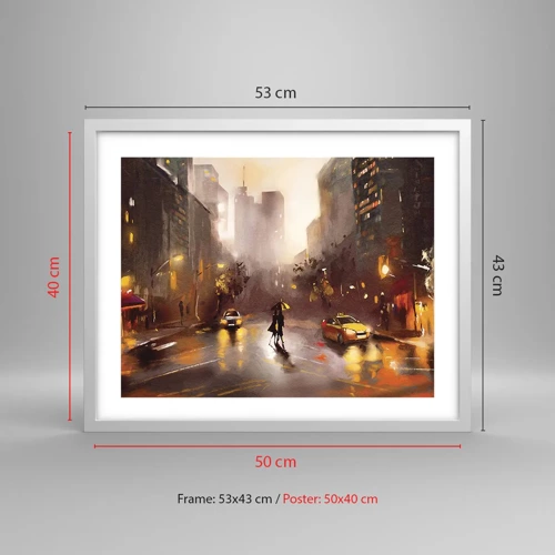 Plakat i hvid ramme - Til New Yorks lys - 50x40 cm