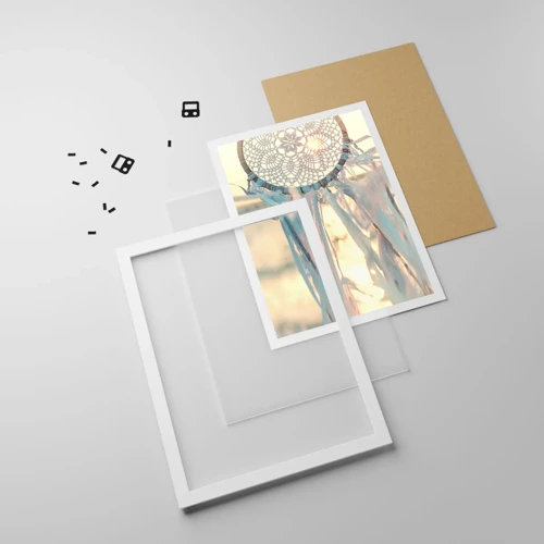 Plakat i hvid ramme - Totem med blonder - 40x50 cm