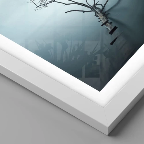 Plakat i hvid ramme - Ud af vand og tåge - 91x61 cm