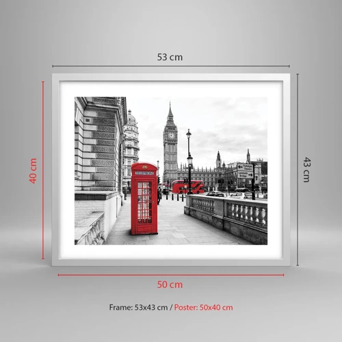 Plakat i hvid ramme - Uden tvivl, London - 50x40 cm