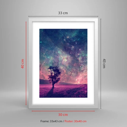 Plakat i hvid ramme - Under en magisk himmel - 30x40 cm