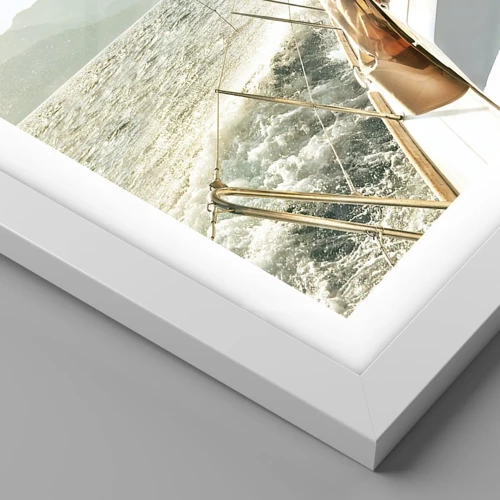 Plakat i hvid ramme - Under fulde sejl - 40x30 cm