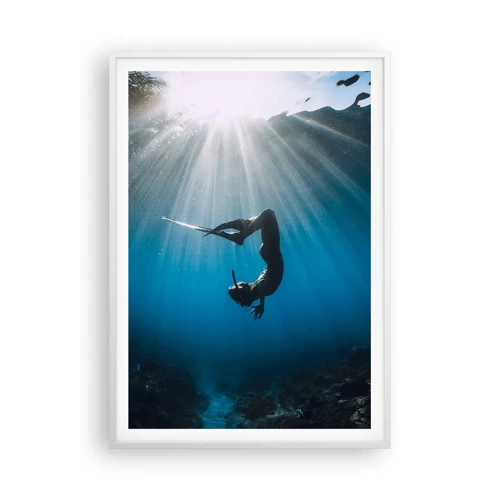 Plakat i hvid ramme - Undervandsdans - 70x100 cm