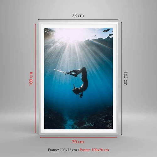 Plakat i hvid ramme - Undervandsdans - 70x100 cm