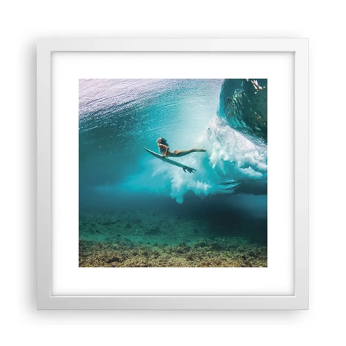 Plakat i hvid ramme - Undervandsverden - 30x30 cm
