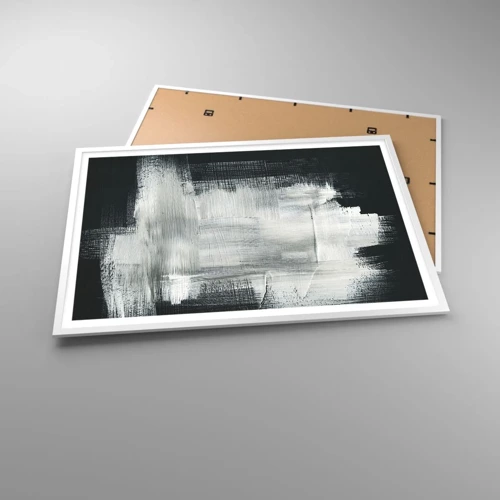 Plakat i hvid ramme - Vævet af det lodrette og det vandrette - 100x70 cm