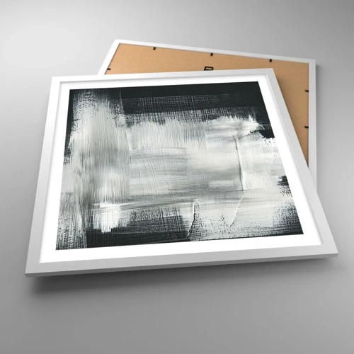 Plakat i hvid ramme - Vævet af det lodrette og det vandrette - 50x50 cm