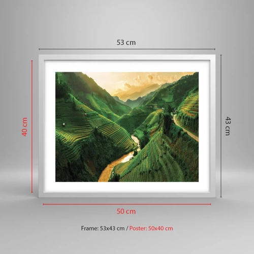 Plakat i hvid ramme - Vietnamesisk dal - 50x40 cm