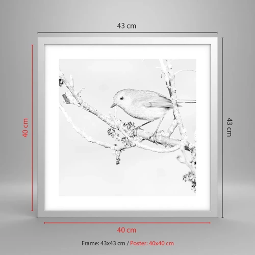 Plakat i hvid ramme - Vintermorgen - 40x40 cm