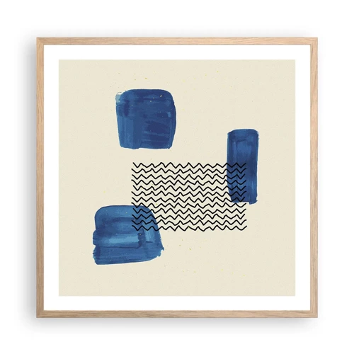 Plakat i ramme af lyst egetræ - Abstrakt kvartet - 60x60 cm