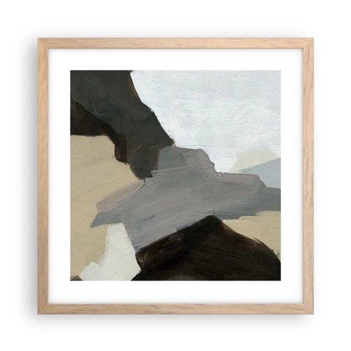 Plakat i ramme af lyst egetræ - Abstraktion: afsked med det grå - 40x40 cm