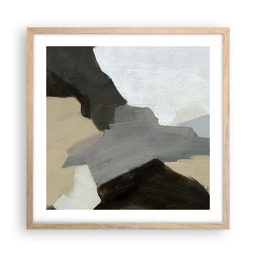 Plakat i ramme af lyst egetræ - Abstraktion: afsked med det grå - 50x50 cm