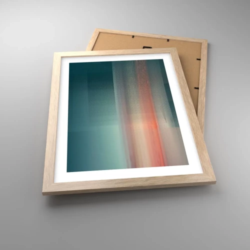 Plakat i ramme af lyst egetræ - Abstraktion: bølger af lys - 30x40 cm