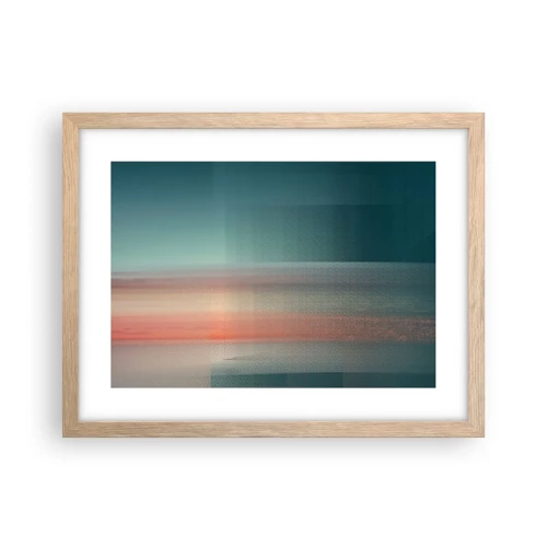 Plakat i ramme af lyst egetræ - Abstraktion: bølger af lys - 40x30 cm