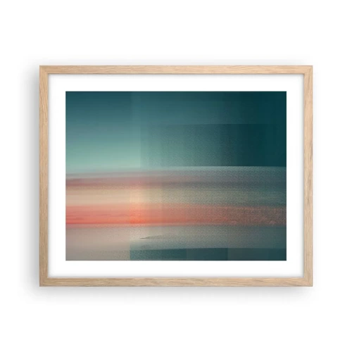 Plakat i ramme af lyst egetræ - Abstraktion: bølger af lys - 50x40 cm