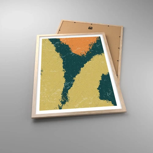 Plakat i ramme af lyst egetræ - Abstraktion - i slowmotion - 50x70 cm