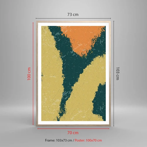 Plakat i ramme af lyst egetræ - Abstraktion - i slowmotion - 70x100 cm